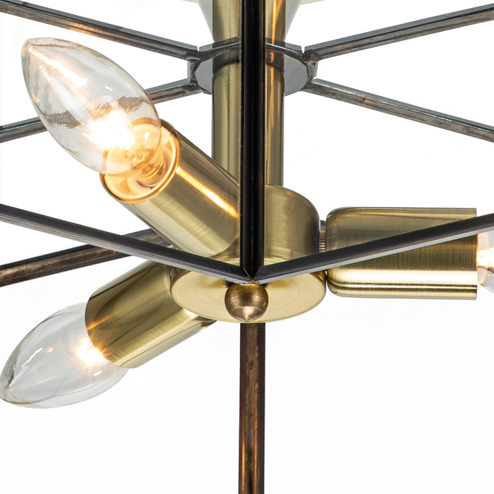 cattleyalighting 3-Light Natural Brass And Dark Bronze Finish Brass Semi-Flush Mount With Clear Tempered Glass Panes