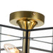 cattleyalighting 3-Light Natural Brass And Dark Bronze Finish Brass Semi-Flush Mount With Clear Tempered Glass Panes
