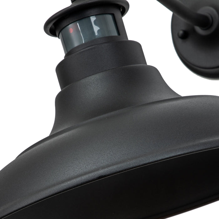 cattleyalighting 1-Light Matte Black Motion Sensor Dusk To Dawn Gooseneck Outdoor Wall Sconce(2-Pack)