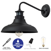 cattleyalighting 1-Light Matte Black Motion Sensor Dusk To Dawn Gooseneck Outdoor Wall Sconce(2-Pack)