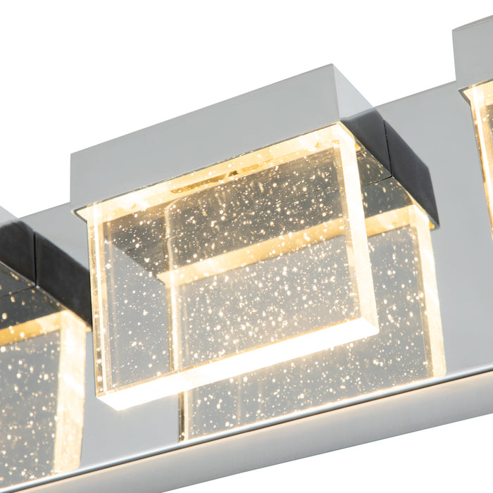 3-Light Chrome Finish Bubble Crystal Vanity Light