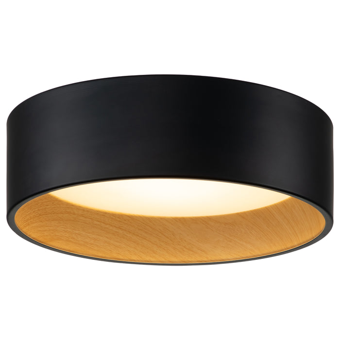 Black and wood Finish LED Drum Flush Mount