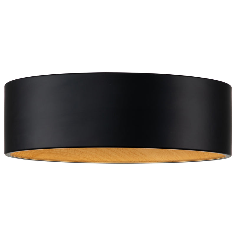 Black and wood Finish LED Drum Flush Mount