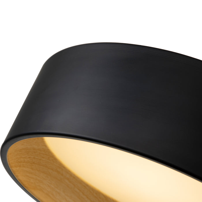 Black and wood Finish LED Drum Flush Mount