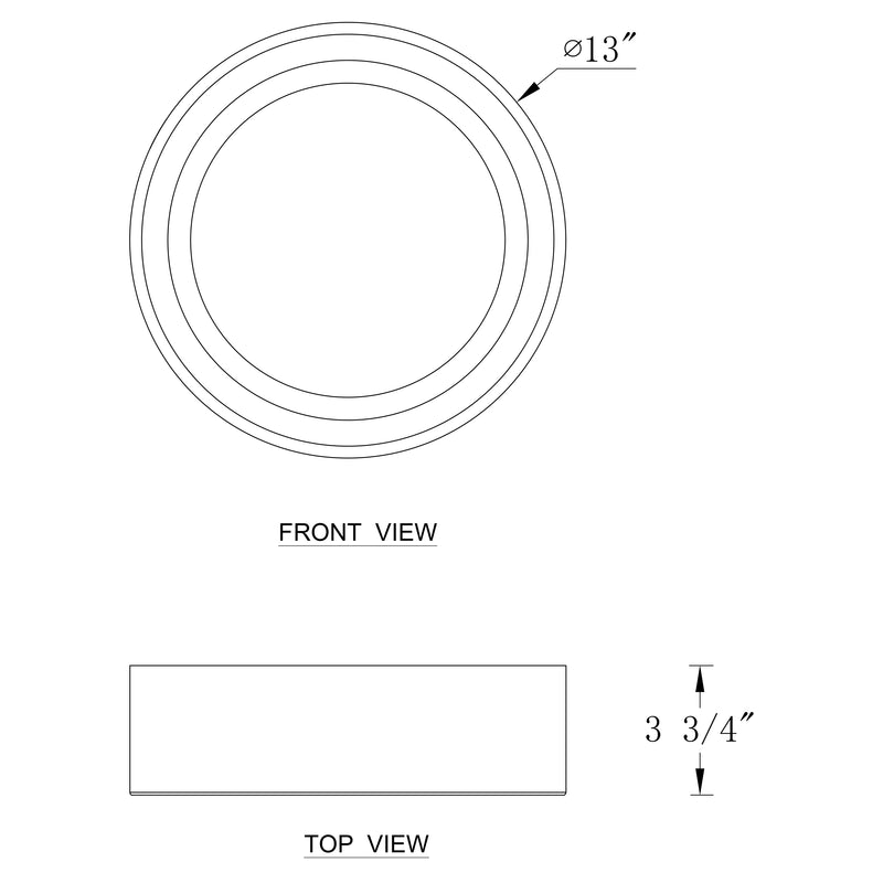 Black and wood Finish LED Drum Flush Mount