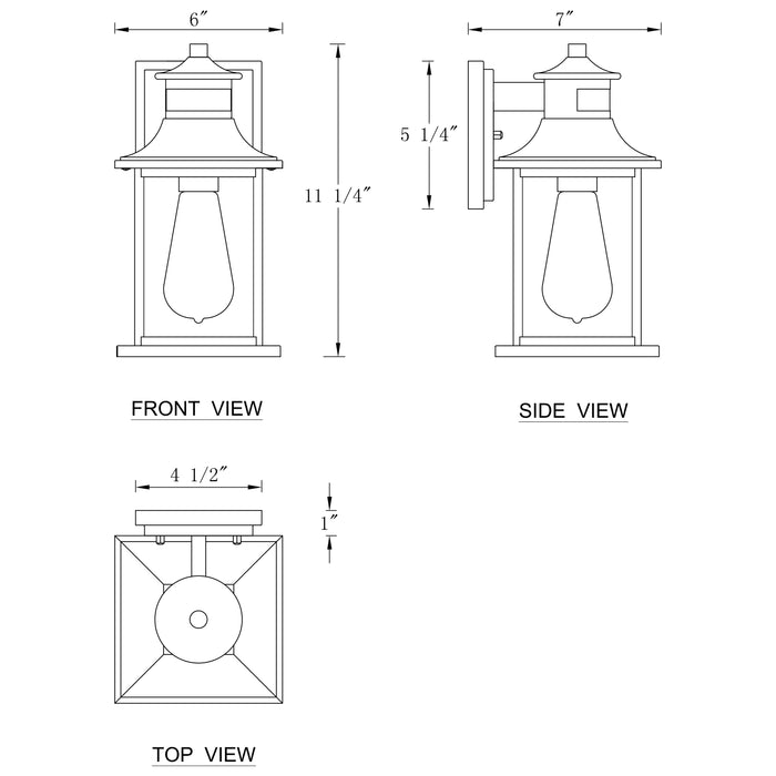 2-Pack Matte Black Motion Sensing Dusk to Dawn Outdoor Wall Sconce with Clear Stripped Glass