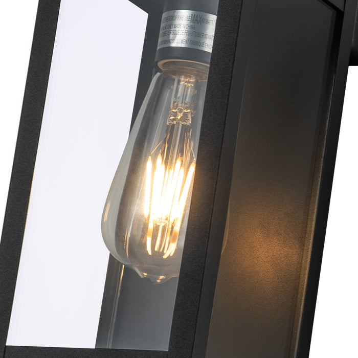 1-Light Matte Black Dusk to Dawn Outdoor Wall Lantern Sconce with Clear Tempered Glass 2-Pack
