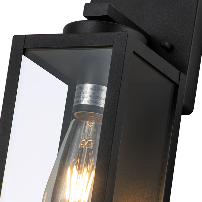 1-Light Matte Black Dusk to Dawn Outdoor Wall Lantern Sconce with Clear Tempered Glass 2-Pack