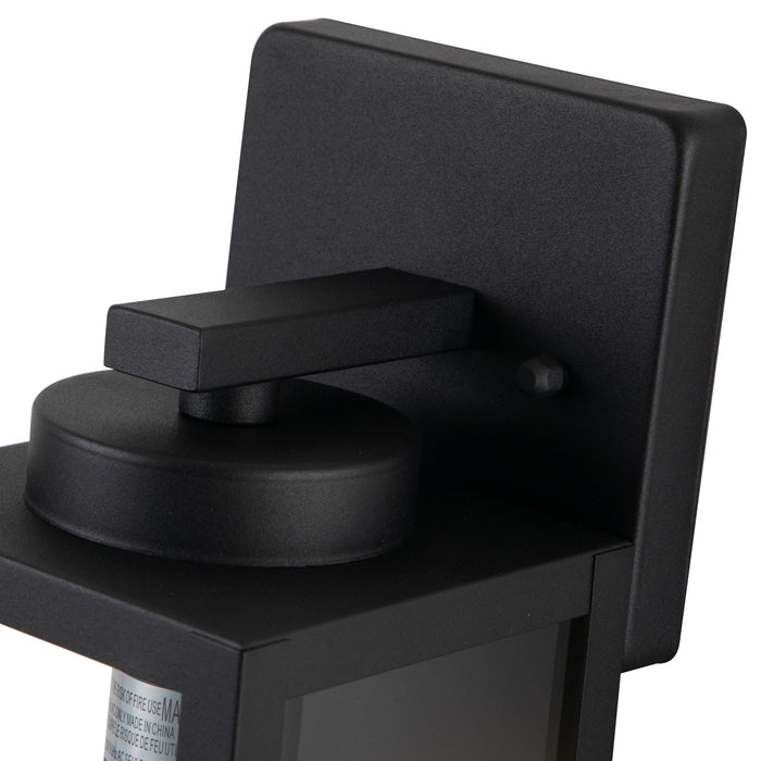 1-Light Matte Black Outdoor Wall Lantern Sconce with Clear Tempered Glass 2-Pack