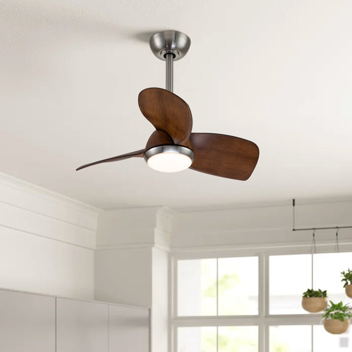 28 in. Color Changing 3000K/4000K/6000K LED Satin Nickel Indoor Ceiling Fan with Light Kit and Remote Control