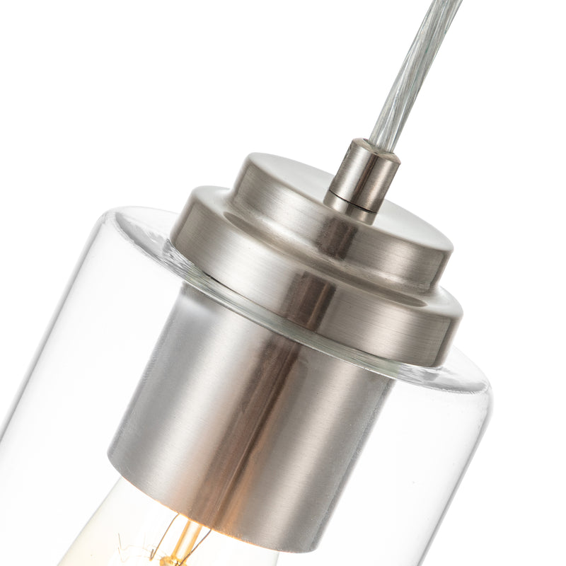 3-Pack 1-Light Stain Nickel Pendant Light with Cylinder Clear Glass