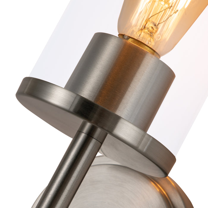 1-Light Satin Nickel Wall Sconce with Cylinder Glass(2-Pack)