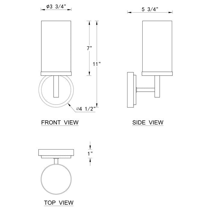 1-Light Satin Nickel Wall Sconce with Cylinder Glass(2-Pack)