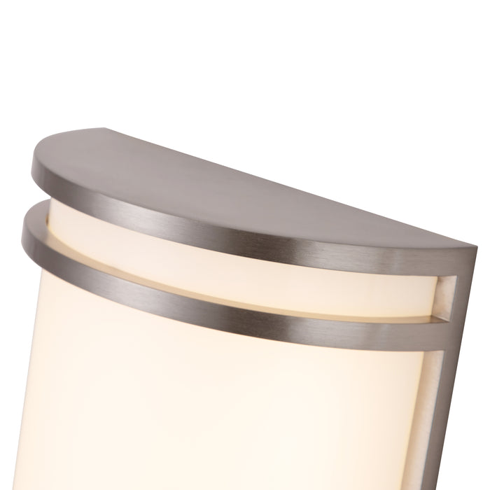 1-Light Brushed Nickel Aluminum 15-Watt LED Radar Sensor Outdoor Wall Light with Acrylic Shade