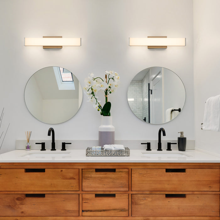 Satin Nickel LED Bath Bar with Acrylic Shade