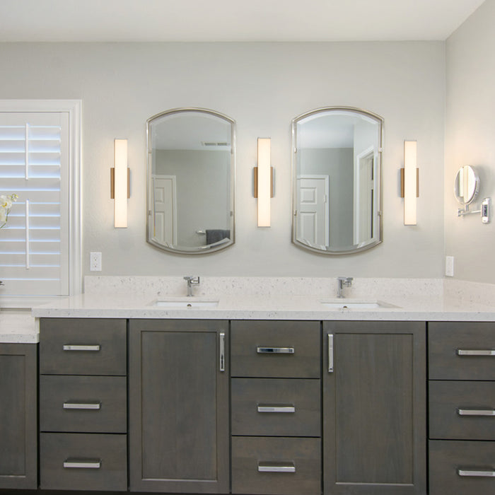 Satin Nickel LED Bath Bar with Acrylic Shade