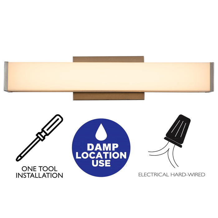 Satin Nickel LED Bath Bar with Acrylic Shade
