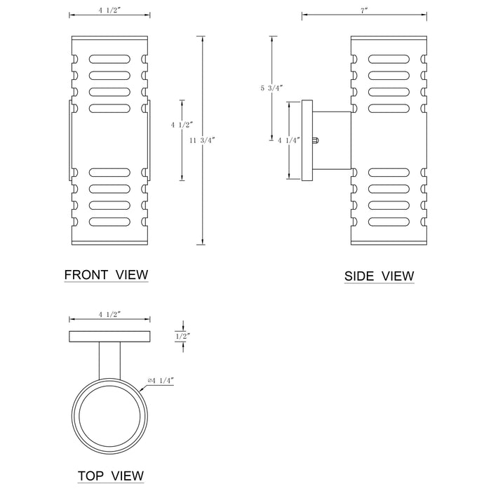 11.75 in. 2-Light Gold Finish Aluminum Cylinder Outdoor Wall Sconce