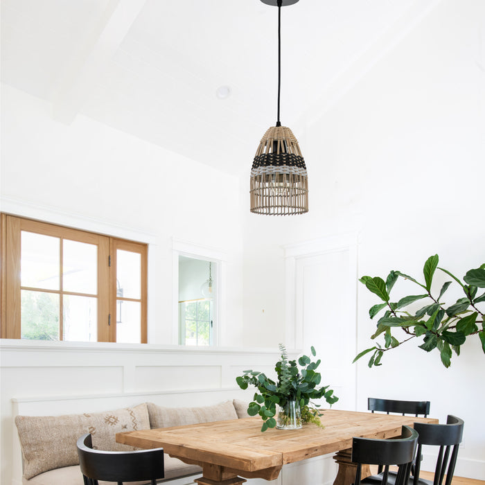 1-Light Natural Rattan Pendant Light