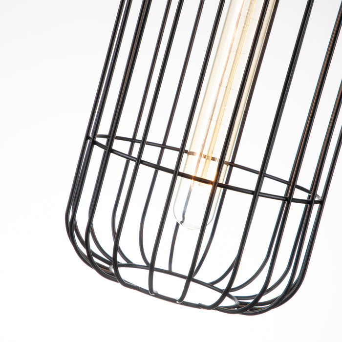 1-Light Black Finish Natural Rattan Pendant Light