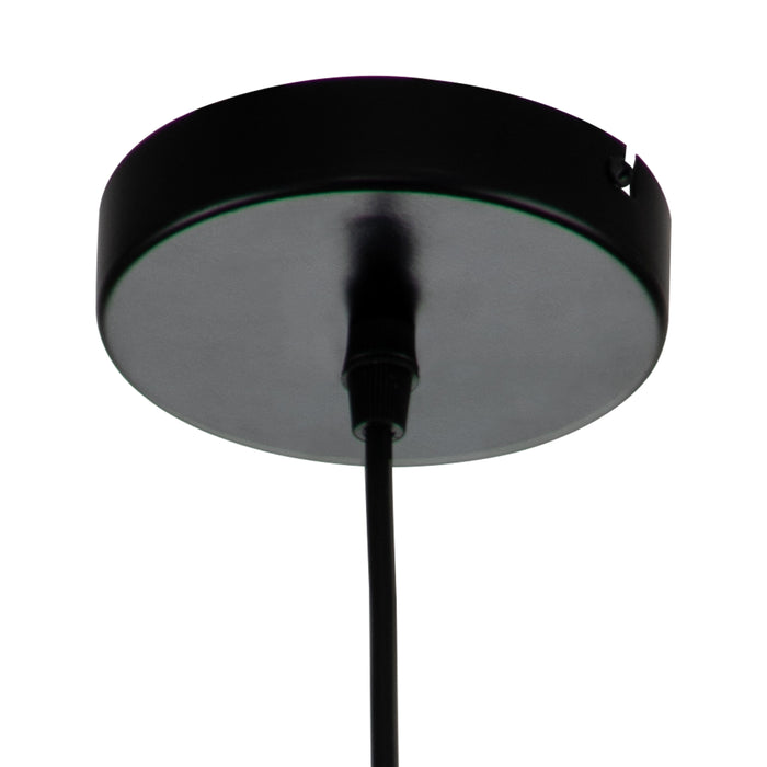 1-Light Black Finish Natural Rattan Pendant Light