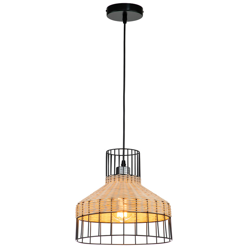 1-Light Natural Rattan Pendant Light