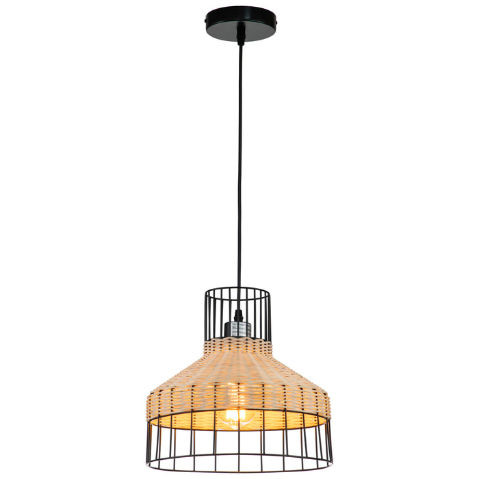 1-Light Natural Rattan Pendant Light