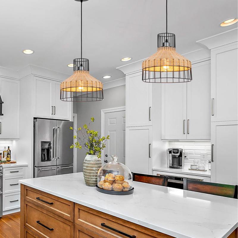 1-Light Natural Rattan Pendant Light