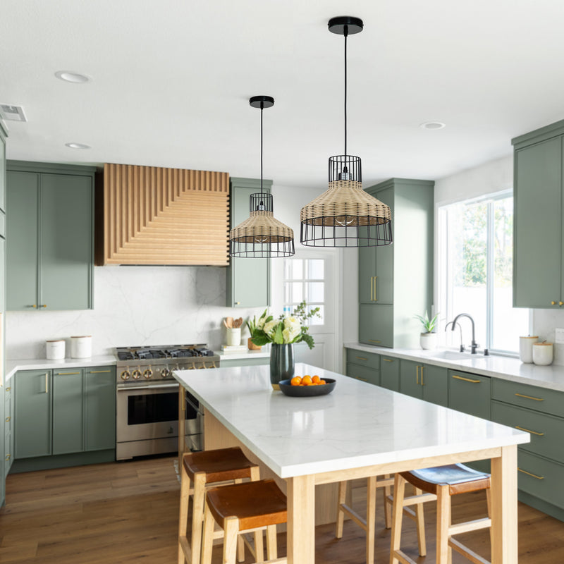 1-Light Natural Rattan Pendant Light