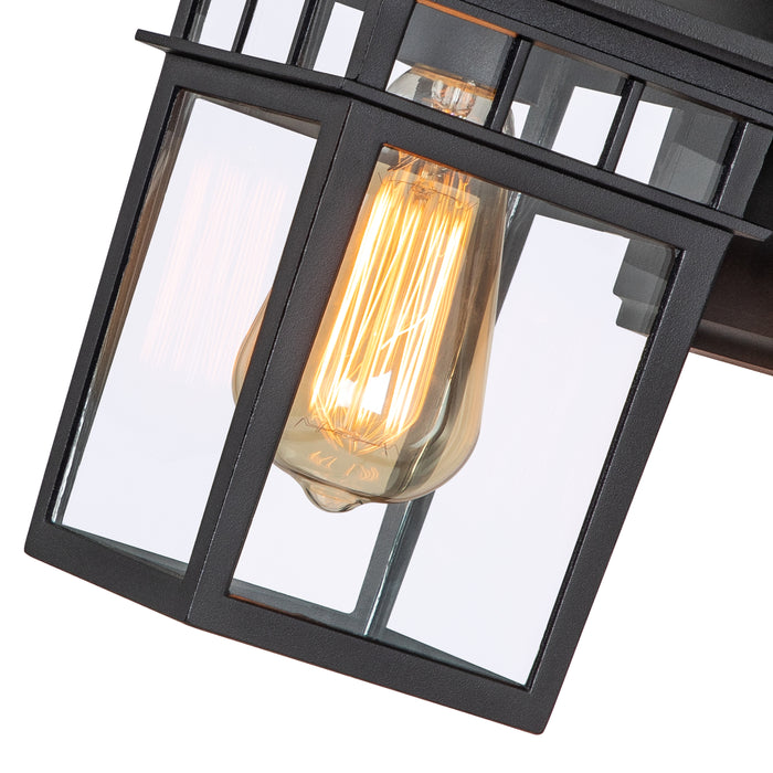 1-Light Matte Black Motion Snesing Dusk to Dawn Outdoor Wall Lantern Sconce with Clear Tempered Glass