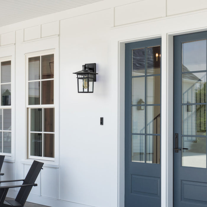 1-Light Matte Black Motion Snesing Dusk to Dawn Outdoor Wall Lantern Sconce with Clear Tempered Glass