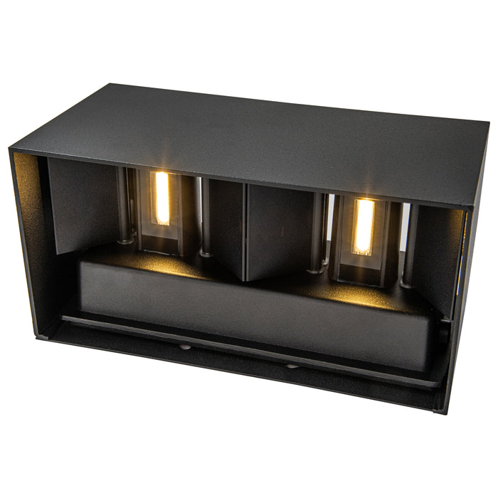 4-Light Matte Black Aluminum Rectangular LED Outdoor Wall Sconce with Adjustable Light Beam