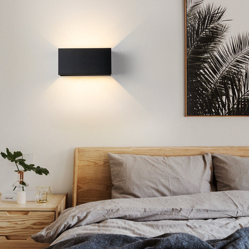4-Light Matte Black Aluminum Rectangular LED Outdoor Wall Sconce with Adjustable Light Beam