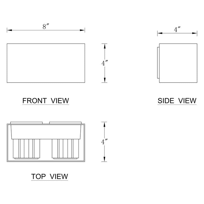 4-Light Matte Black Aluminum Rectangular LED Outdoor Wall Sconce with Adjustable Light Beam