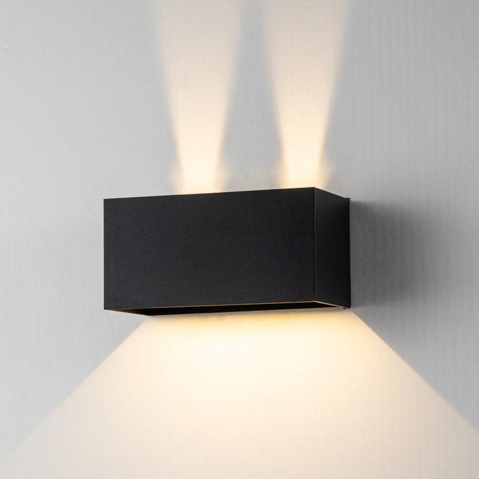 4-Light Matte Black Aluminum Rectangular LED Outdoor Wall Sconce with Adjustable Light Beam