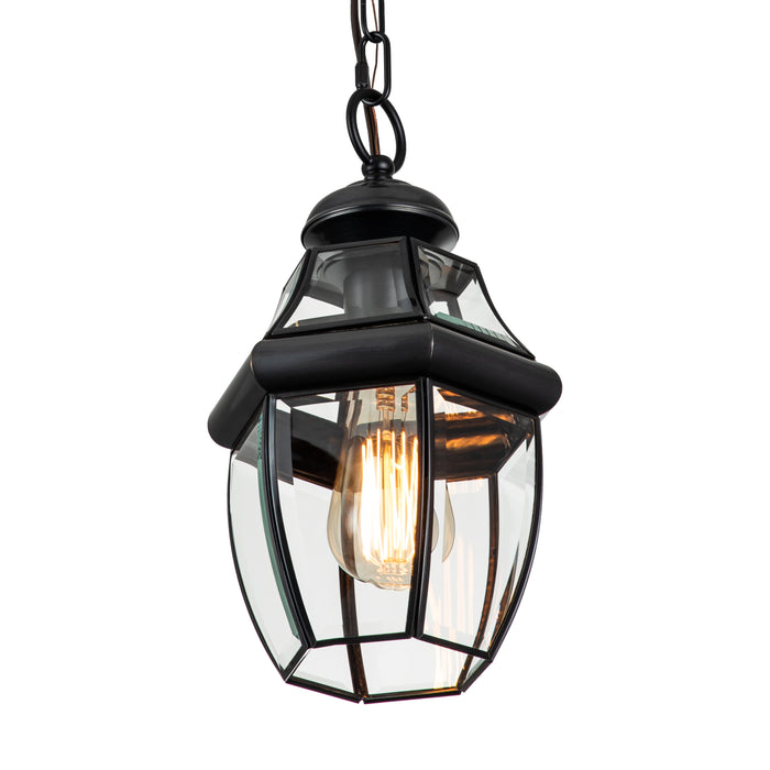 1-Light Brass Pendant Light with Clear Glass Panes