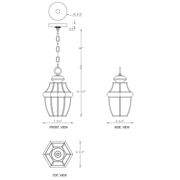 1-Light Brass Pendant Light with Clear Glass Panes