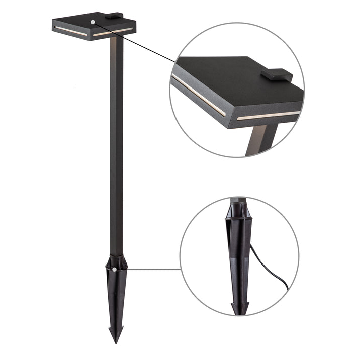 1-Light Sand Brown Finish Aluminum Low Voltage Outdoor LED Path Light with Stake