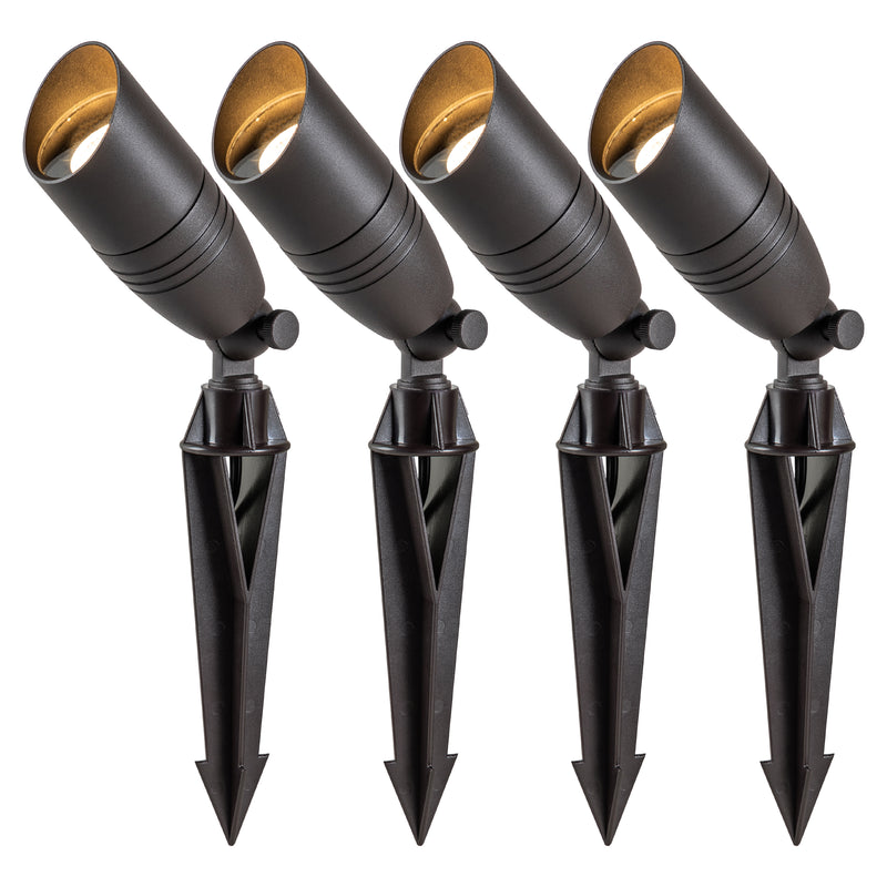Low Voltage Dark Bronze Directional Uplight Outdoor Landscape Spot Light (4-pack)