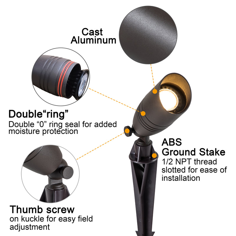 Low Voltage Dark Bronze Directional Uplight Outdoor Landscape Spot Light (4-pack)