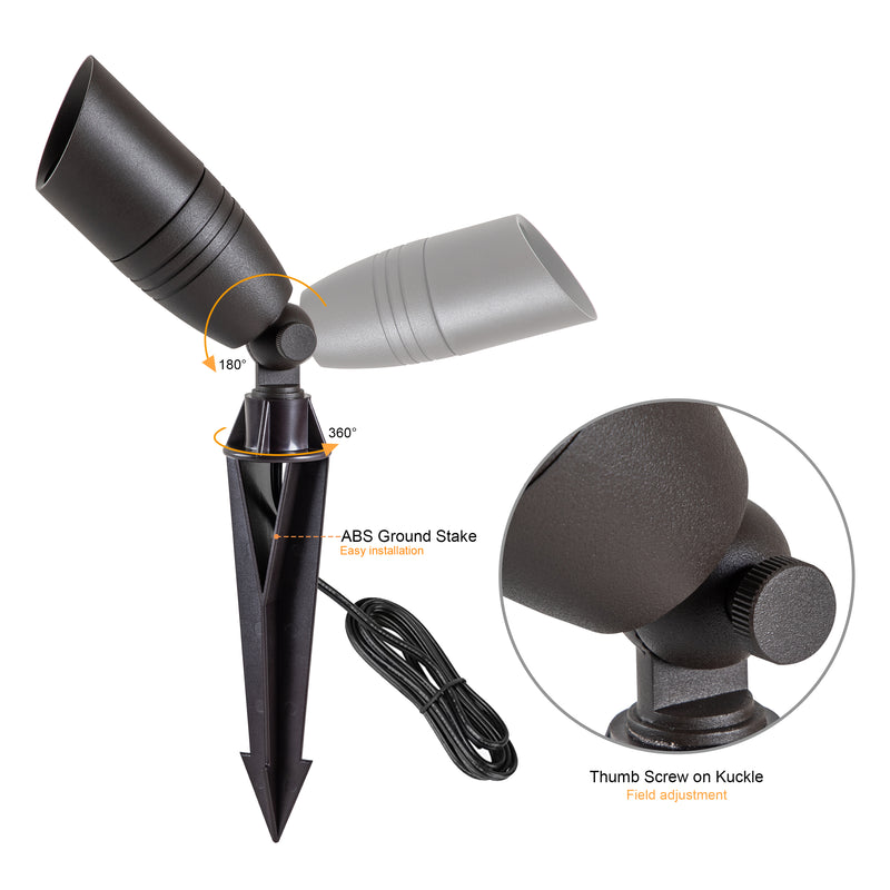 Low Voltage Dark Bronze Directional Uplight Outdoor Landscape Spot Light (4-pack)