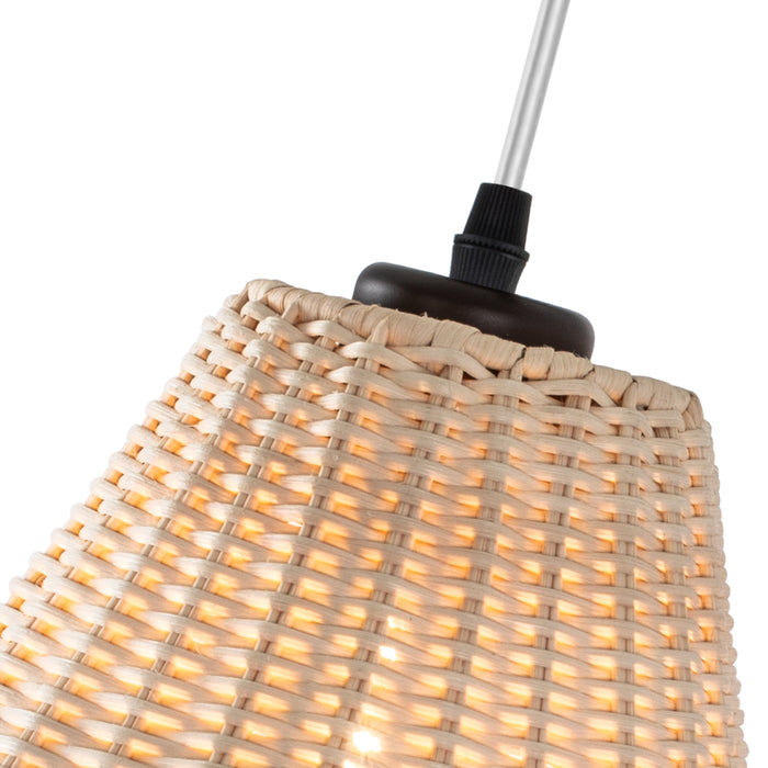1-Light Plug-in Pendant Light with Hand-woven Rattan Shade