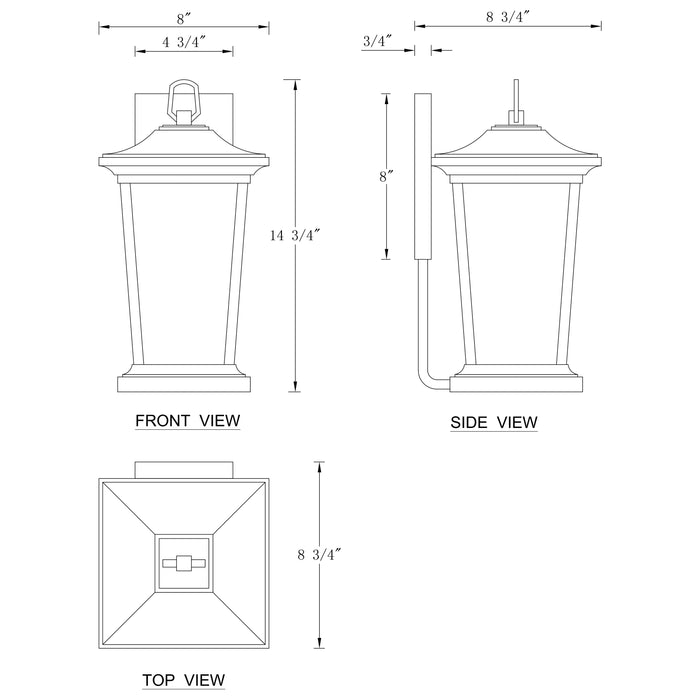 1-Light Matte Black Dusk to Dawn Outdoor Wall Light with Clear Tempered Glass