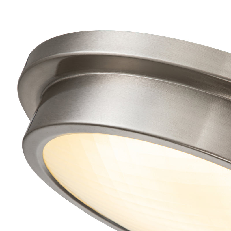 14 in. Brushed Nickel Dimmable 30W LED Flush Mount Ceiling Light with Glass Shade