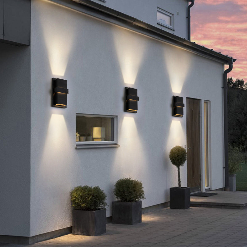 3-Light Matte Black Aluminum LED Outdoor Wall Light