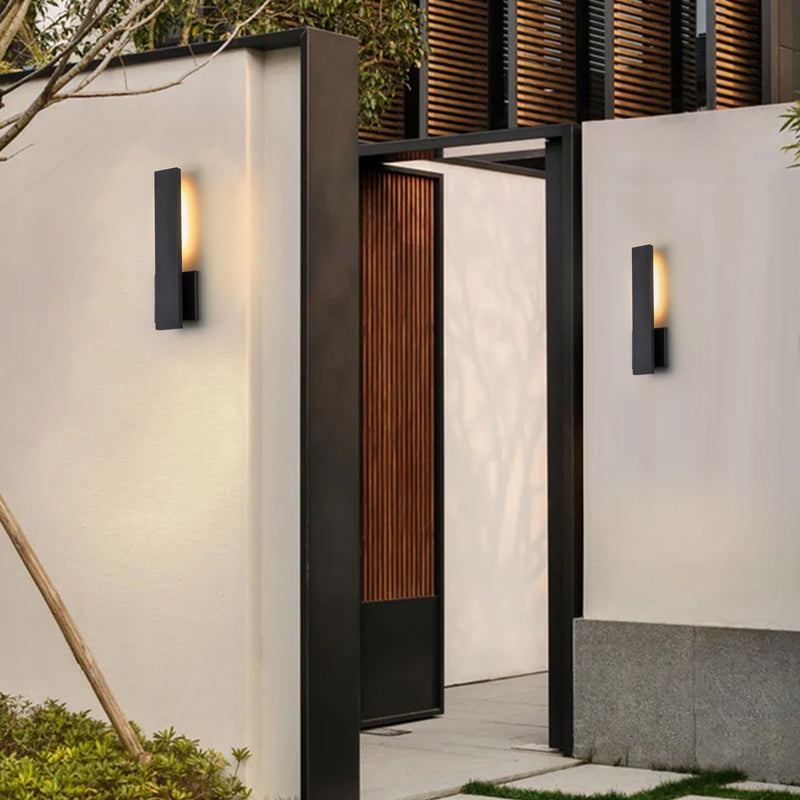 2-Pack Matte Black Aluminum LED Outdoor Wall Sconce