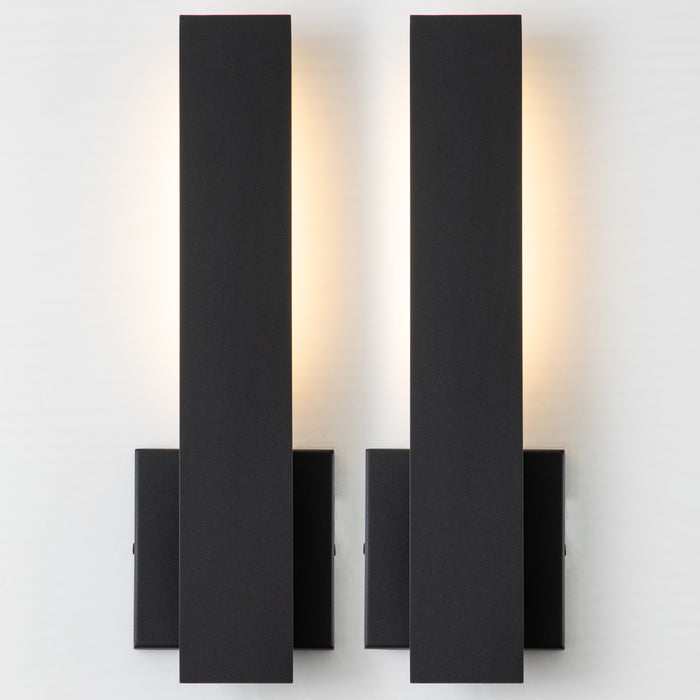 2-Pack Matte Black Aluminum LED Outdoor Wall Sconce