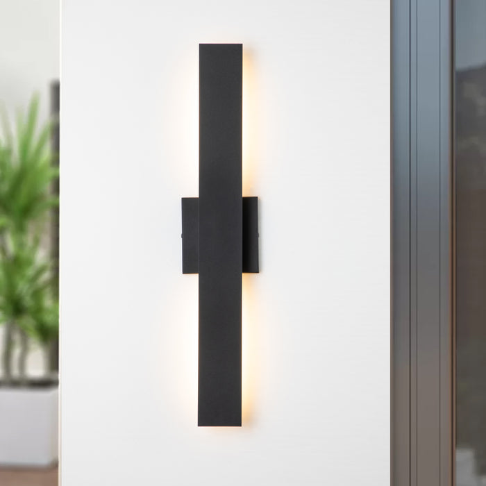 2-Light Matte Black Aluminum LED Outdoor Wall Sconce