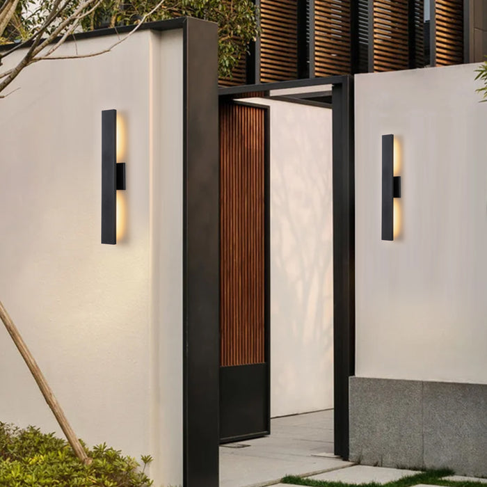 2-Light Matte Black Aluminum LED Outdoor Wall Sconce