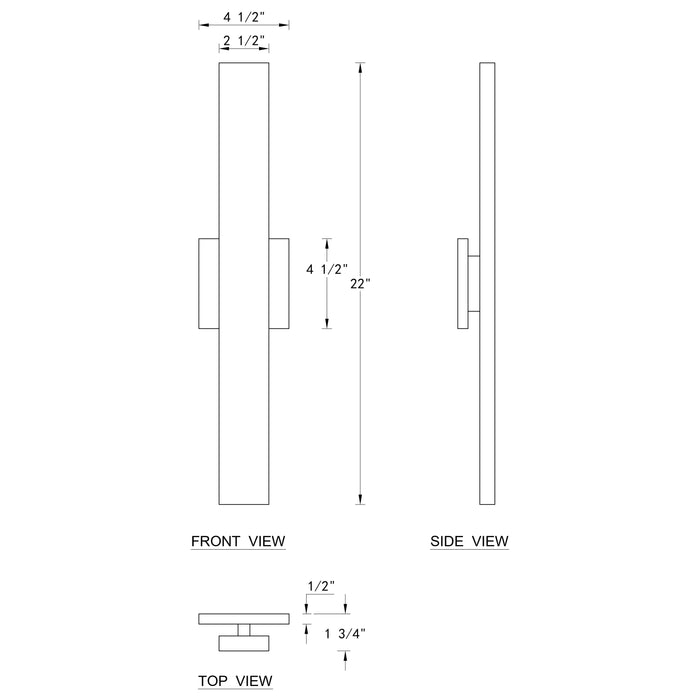 2-Light Matte Black Aluminum LED Outdoor Wall Sconce